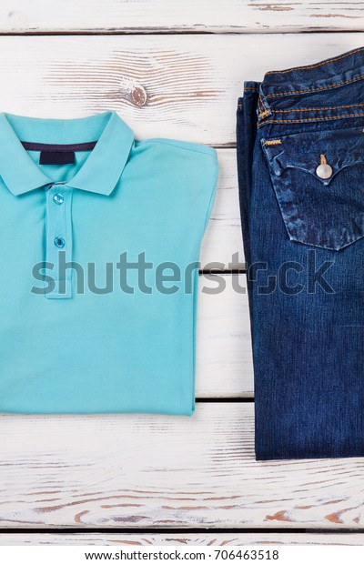 denim polo shirt outfit