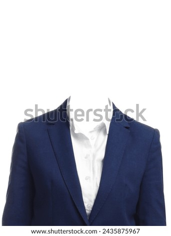 Outfit replacement template for passport photo or other documents. Formal wear isolated on white