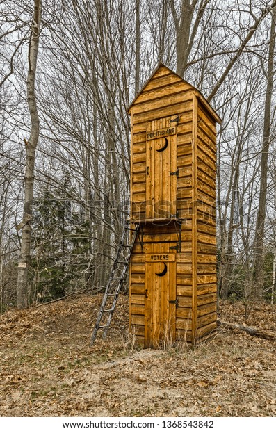Outhouse Politicians Voters Crescent Moons On Stock Photo Edit