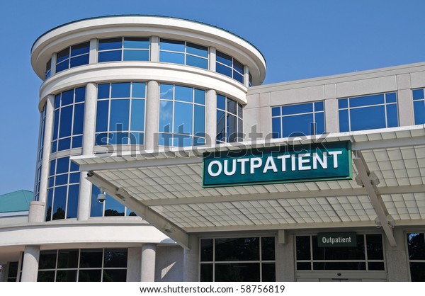 Outpatient Sign over a Hospital Outpatient\
Services Entrance