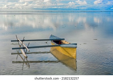 Outrigger Boat In Aitutaki Atoll, Cook Islands