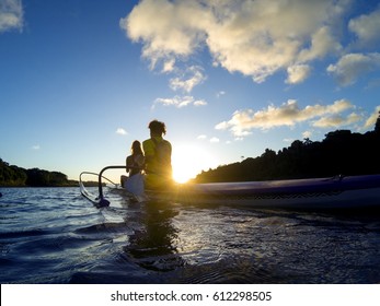 Outrigger Canoe At Sunset