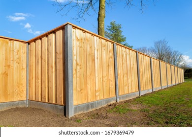 Outside Built New Wooden Fence Construction Surrounding Dutch Garden