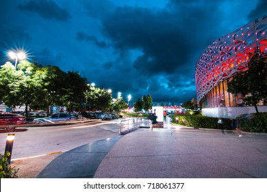 Outside shopping mall and night market at Central Plaza Shopping mall, Salaya, Nakhon Pathom Thailand.