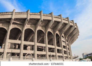 Outside Of Stadium With Beautiful Blue Sky