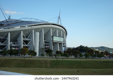 Outside Of Toyota Stadium  Structure And The Large Green Field For Exercise And Relax.