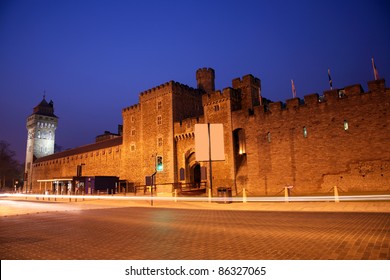 Outside view of Cardiff Castle in Cardiff, Wales.