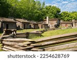 Outside view of the Kentucky historical state park of Fort Boonesborough, Kentucky, USA
