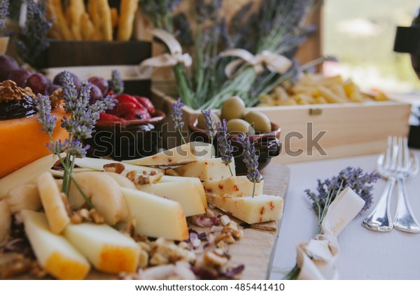 Outside Wedding Reception Catering Served Rustic Stock Photo Edit