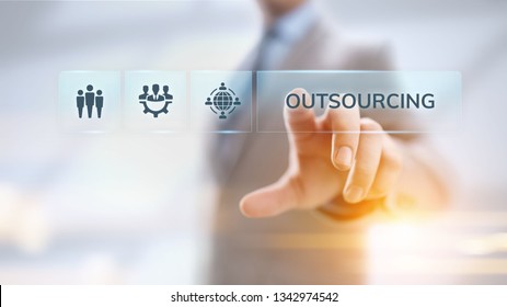 Outsourcing Global Recruitment Business and internet concept.