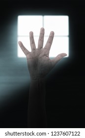 Outstretched hand with background