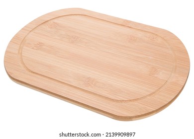 oval bamboo board for cutting or serving, on a white background, isolate