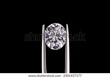 Oval Cut Diamond on Black Background