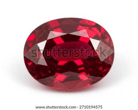 Oval cut red ruby gemstone isolated on white background