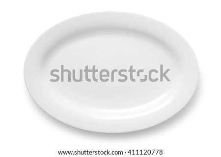 Oval empty plate isolated on white background