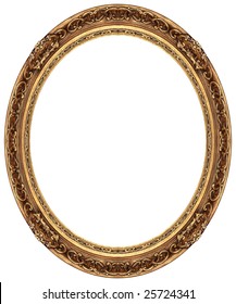 Oval Gold Picture Frame With A Decorative Pattern