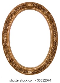 Oval Gold Picture Frame With A Decorative Pattern