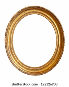 Oval Gold Picture Frame. Isolated Over White