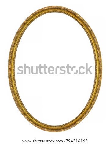 Oval golden frame for paintings, mirrors or photos