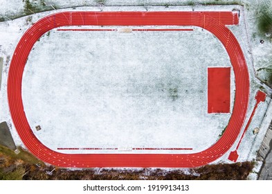 Oval Track Surrounded By Snow