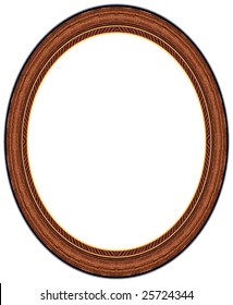 Oval Wood Picture Frame With A Decorative Pattern