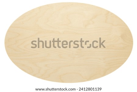 Oval wooden table top. round wooden board. plate isolated on white.