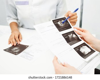 Ovaries Exam, Ultrasound Diagnosis Of Pelvic Organs. Transvaginal Ultrasound For Exam Ovaries Cyst And Uterine Polyps