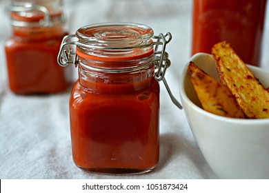 Oven Baked Potato Wedges With Homemade Tomato Ketchup