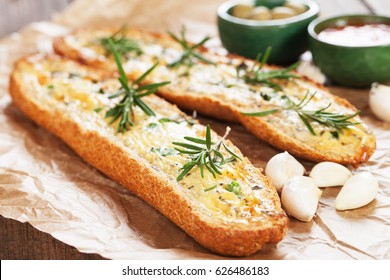 Oven Roasted Garlic Bread With Butter And Rosemary