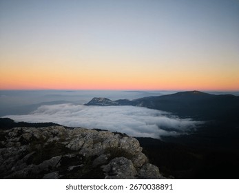 over the clouds on the mountain