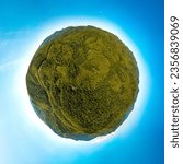 over deciduous forests in the upper reaches of the mountain river Nechepsuho in the vicinity of the village of Novomikhilovskoye (Black Sea coast of South Russia) - a minor planet 360 panorama on a su