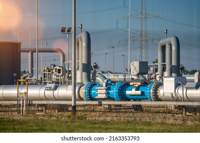 over land gas LNG LPG pipeline system at natural gas station. - Shutterstock ID 2163353793