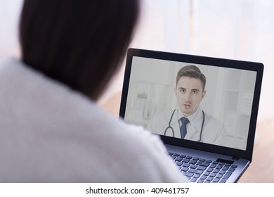 Over Shoulder Shot Video Conversation Doctor Stock Photo 409461757 ...