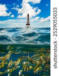 over underwater of Sombrero lighthouse reef