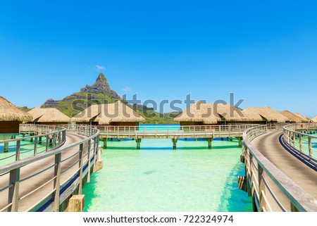 Over Water Villas On Tropical Lagoon Stock Photo Edit Now