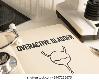 Overactive Bladder is shown using the text. Diagnosis of urologic disease Overactive Bladder.