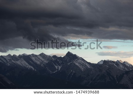 Overcast and dramatic mountain range