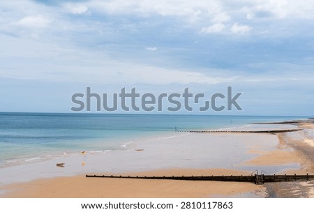 Overcast Summer day on a empty British beach in Mundesley, North Norfolk