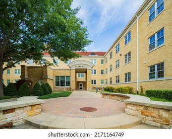 Overcast View Of The Clark Hall Of Texas Christian University At Fort Worth, Texas