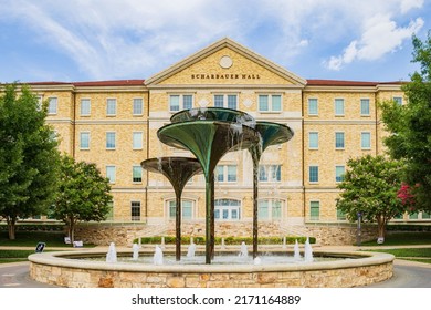 Overcast view of the Scharbauer Hall of Texas Christian University at Fort Worth, Texas - Shutterstock ID 2171164889