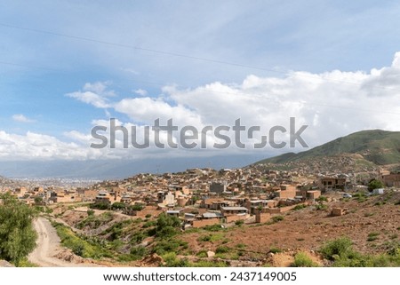 overcrowding. slum built on a hill, underdevelopment in south america, poverty