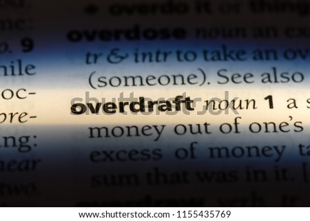 overdraft word in a dictionary. overdraft concept.