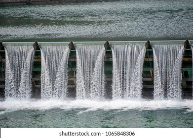 Overflow Of Water In A Hydroelectric Plant