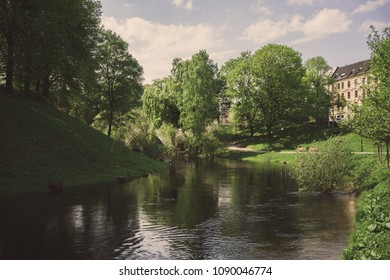 Overflowing river springtime