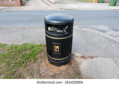 Overflowing Rubbish Bin On London Council Estate