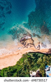 Overhead Aerial Of A Beach In Hawaii