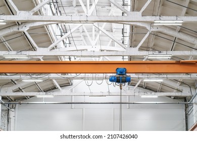 Overhead Beam Or Bridge Crane In Industrial Warehouse Hangar Building