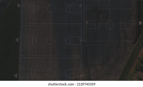 Overhead Bird's Eye View Of Basketball Courts