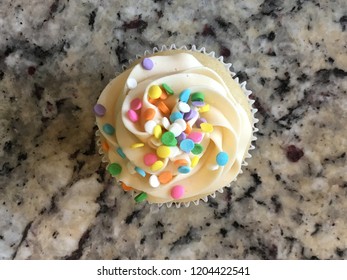 Overhead Of Birthday Cupcake