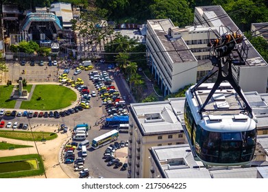 Overhead Cable Car Moving Over A City, Rio De Janeiro, Brazil